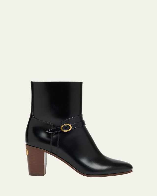 Pattie Leather Buckle Ankle Boots